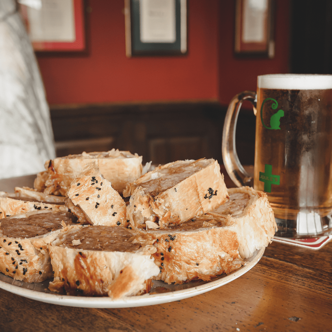 Sausage Rolls and a pint at a Joules Taphouse