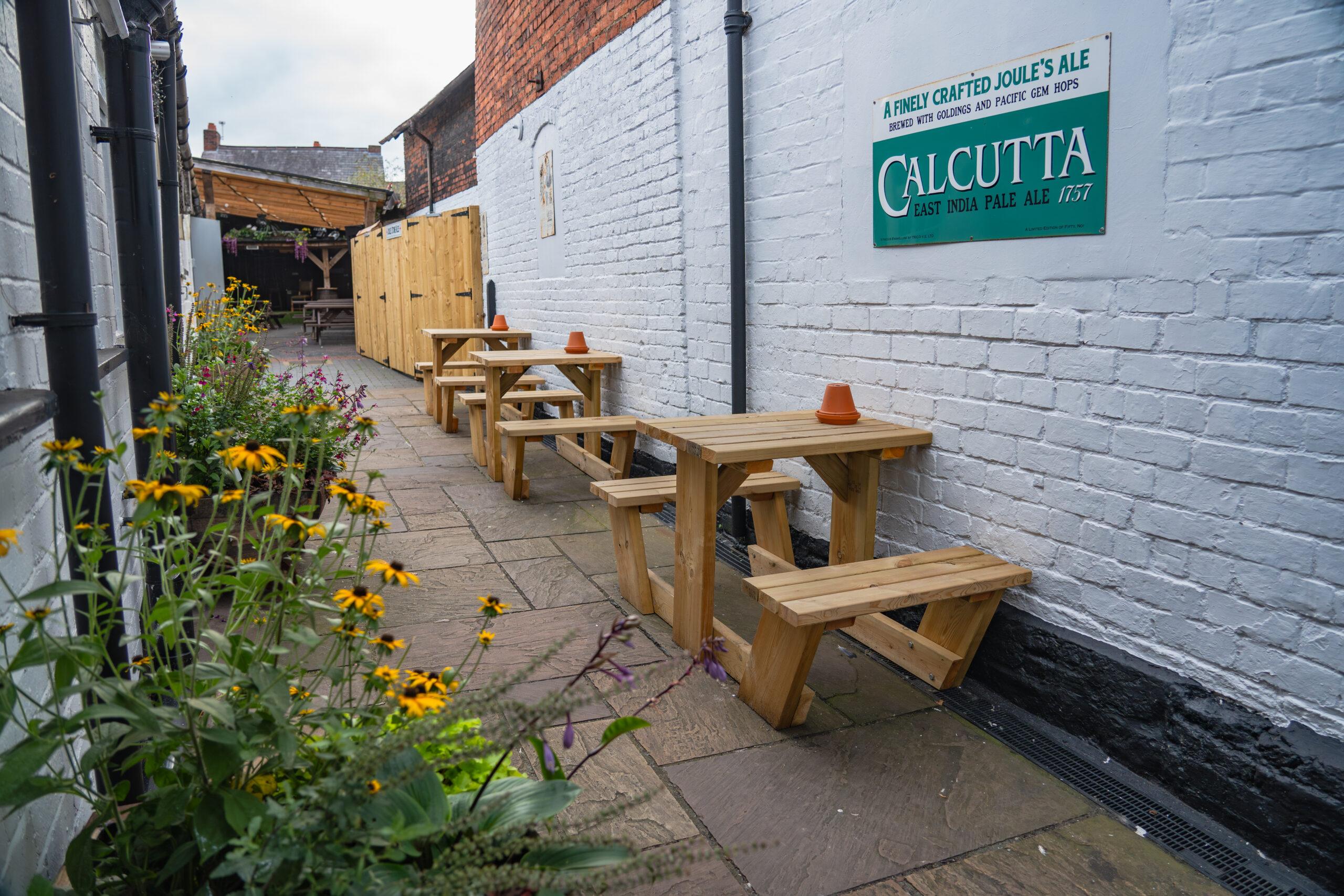 The outdoor seating area at The Fox Inn