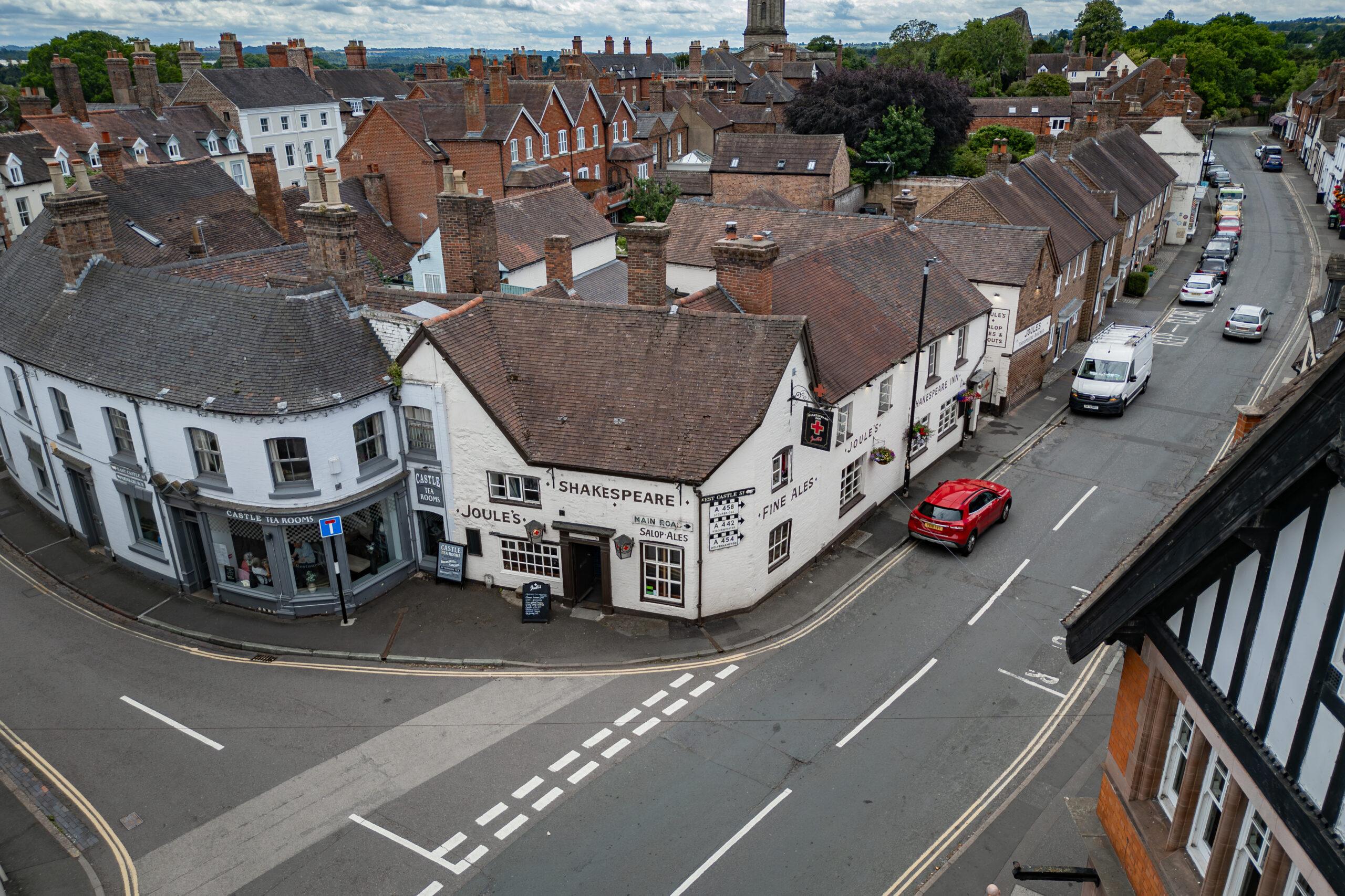 Drone shot of The Shakespeare Inn, Bridgnorth