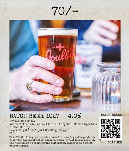 Pump clip for Joule's Batch Beer - 70s Shilling (70/-)